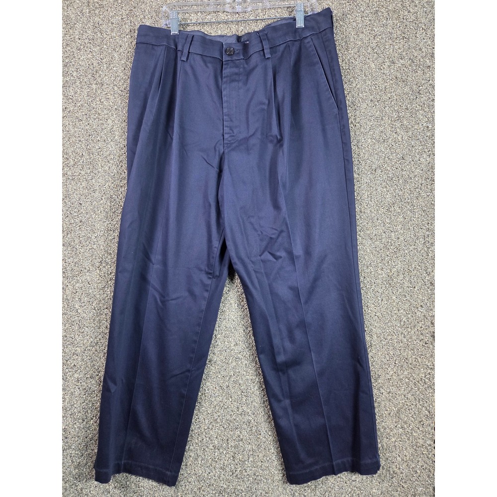 Dockers Pants Mens 36x29 Navy Blue Pleated Classic Fit Preppy Office Casual